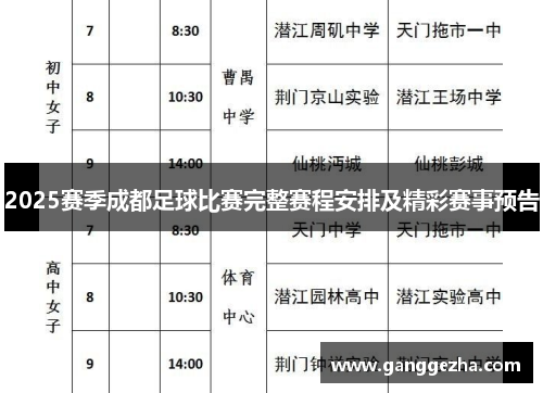 2025赛季成都足球比赛完整赛程安排及精彩赛事预告